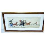 1008	FRAMED AND MATTED WATERCOLOR OF COACHING SCENE, ARTIST SIGNED LOWER RIGHT, APPROXIMATELY 39 IN 