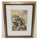 1014	JAMES E. ALLEN LITHOGRAPH, FRAMED AND MATTED, SIGNED LOWER RIGHT, APPROXIMATELY 18 IN X 22 IN O