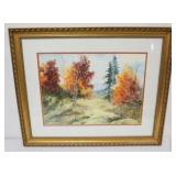 1031	SLAVA LLYAYEV WATERCOLOR, AUTUMN LANDSCAPE, FRAMED AND MATTED, APPROXIMATELY 34 IN X 28 IN OVER