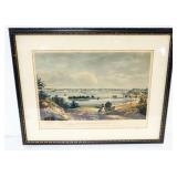 1037	FRAMED AND MATTED PRINT *NEW YORK FROM THE HEIGHTS NEAR BROOKLYN*, APPROXIMATELY 23 IN X 28 IN 