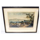 1038	FRAMED AND MATTED PRINT *NEW YORK FROM WEEHAWK*, APPROXIMATELY 23 IN X 28 IN OVERALL