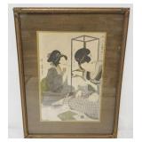 1063	FRAMED JAPANESE WOOD BLOCK PRINT, APPROXIMATELY 12 IN X 16 IN OVERALL