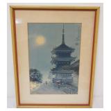 1068	FRAMED JAPANESE WOOD BLOCK PRINT, APPROXIMATELY 15 IN X 20 IN OVERALL