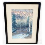 1069	FRAMED JAPANESE WOOD BLOCK PRINT, APPROXIMATELY 15 IN X 20 IN OVERALL