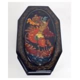 1093	RUSSIAN LACQUERED BOX, APPROXIMATELY 6 IN X 3 1/2 IN X 1 1/2 IN H