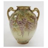 1102	HAND PAINTED NIPPON FLORA DOUBLE HANDLED VASE, APPROXIMATELY 9 3/4 IN H