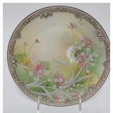 1109	HAND PAINTED NIPPON MORIAGE FLORAL WALL PLAQUE, APPROXIMATELY 8 3/4 IN