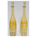 1122	BOHEMIAN GLASS AMBER CUT TO CLEAR DECANTORS, EACH APPROXIMATELY 14 1/2 IN H