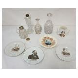 1135C	GROUP OF ASSORTED ANTIQUE FLINT GLASS & POLITICAL TRANSFER PLATES
