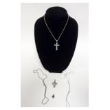 1174	3 STERLING SILVER NECKLACES 2 WITH CROSS PENDANTS