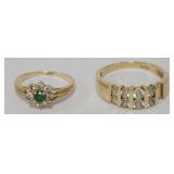 1180	2 14K GOLD RINGS, SOME STONES MISSING, 4.17 DWT INCLUDING STONES