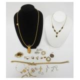 1185	ASSORTED LADIES JEWELRY AS FOUND, RINGS, PINS, NECKLACES, ETC