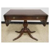 1207	MAHOGANY DUNCAN PHYFE STYLE 1 DRAWER HALL ENTRY TABLE WITH FOLDING SIDES, APPROXIMATELY 37 IN X