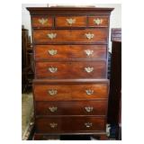 1224	ANTIQUE MAHOGANY 9 DRAWER CHEST ON CHEST, APPROXIMATELY 41 IN X 21 IN X 71 IN H