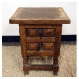 1233	PINE 2 DRAWER STAND WITH PANELED SIDES, APPROXIMATELY 16 IN X 12 IN X 22 IN H