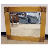 1235	ANTIQUE HANGING MIRROR, MIRROR HAS BEVELED EDGE, APPROXIMATELY 39 IN X 34 IN 