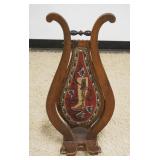 1243	ANTIQUE WALNUT BOOK JACK W/CLOTH & BEADED CENTER PANEL, APPROXIMATELY 13 IN X 17 IN X 31 IN HIG