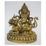1002	GILT METAL FINISHED BUDDHA FIGURE WITH SERPENT, APPROXIMATELY 7 IN X 8 IN