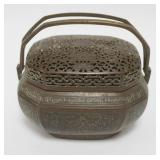 1005	CHINESE BRONZE HAND WARMER, APPROXIMATELY 7 IN X 6 IN X 5 IN HIGH