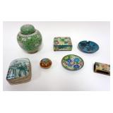 1012	GROUP OF ASSORTED CLOISONNE & CHINESE COVERED BOX, LARGEST PIECE APPROXIMATELY 6 IN HIGH