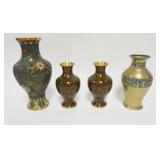 1013	GROUP OF ASSORTED CLOISONNE VASES, LARGEST APPROXIMATELY 9 1/2 IN HIGH W/LOSS