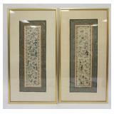 1019	PAIR OF FRAMED ASIAN EMBROIDERIES, EACH APPROXIMATELY 16 IN X 30 IN OVERALL