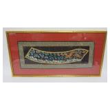 1020	FRAMED ASIAN EMBROIDERED CLOTH, APPROXIMATEL 32 IN X 16 IN OVERALL