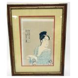 1023	FRAMED & MATTED JAPANESE WOODBLOCK, APPROXIMATELY 18 IN X 22 IN OVERALL
