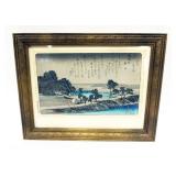 1025	FRAMED & MATTED JAPANESE WOODBLOCK, APPROXIMATELY 15 IN X 19 IN OVERALL