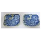 1056	PAIR OF JAPANESE SQUARE TRANSFER PLATES, EACH APPROXIMATELY 7 1/2 IN X 6 IN