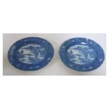 1057	PAIR OF JAPANESE OVAL TRANSFER PLATES, EACH APPROXIMATELY 8 1/2 IN X 7 IN