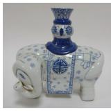 1059	ASIAN PORCELAIN BLUE & WHITE ELEPHANT CANDLESTICK W/CHARACTER MARKS ON BASE, APPROXIMATELY 7 IN