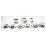 1060	JAPANESE TEASET W/HAND PAINTED IMAGES OF LOBSTERS, FISH, ETC, TEAPOT, CREAMER, SUGAR, CUPS & SA