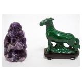 1074	CARVED ASIAN STONE FIGURES, TALLEST APPROXIMATELY 3 1/4 IN