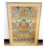 1084	"THANGKA HAND PAINTED, LARGE IN FRAME, APPROXIMATELY 28 IN X 42 IN OVERALL, English Translation