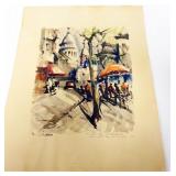 1098	ARTIST SIGNED WATERCOLOR ABSTRACT, STREET SCENE, APPROXIMATELY 19 IN X 24 IN