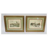 1109	PAIR OF COLORED ENGRAVINGS OF CONTINENTAL WATERWAYS, EACH APPROXIMATELY 12 IN X 14 IN OVERALL