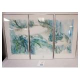 1118	BUEL ECKER WATER COLOR TRYPTICH, EACH APPROXIMATELY 17 IN X 34 IN OVERALL