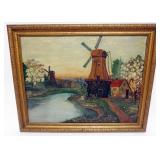 1126	OIL PAINTING ON BOARD, IMAGE OF WINDMILLS, SIGNED H.S. CRONK, 1938, APPROXIMATELY 17 IN X 21 IN