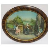 1129	ANTIQUE COLORED LITHOGRAPH OF ELDERLY MAN PLAYING SQUEEZE BOX FOR CHILDREN, APPROXIMATELY 22 IN