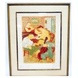 1131	SIGNED AND NUMBERED PRINT OF PEOPLE PLAYING MUSICAL INSTRUMENTS, APPROXIMATELY 27 IN X 34 IN OV