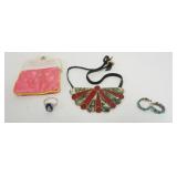 1167	WOMENS STERLING SILVER JEWELRY INCLUDING NECKLACE, RING AND EARRINGS