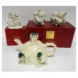 1176	LENOX SNOWMEN DECORATIONS WITH SALT & PEPPER SET, CANDLE HOLDERS AND TEA POT, TALLEST APPROXIMA