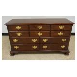 1202	STATTON CHERRY 10 DRAWER LOW CHEST W/STOP CHAMFERED REEDED SIDES, APPROXIMATELY 58 IN X 20 IN X