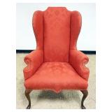 1210	BAKER UPHOLSTERED QUEEN ANNE STYLE WING CHAIR W/BRASS TACK ACCENTS, APPROXIMATELY 30 IN X 28 IN
