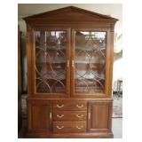 1212	ETHAN ALLEN *REGENTS PARK* SOLID CHERRY 2 PART BREAKFRONT WITH ADJUSTABLE GLASS SHELVES AND INT