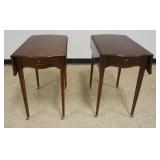 1214	BAKER PAIR OF MAHOGANY CHARLESTON PEMBROKE DROP LEAF TABLES, EACH APPROXIMATELY 28 IN X 17 IN X