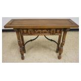 1220	HECKMAN SPANISH ONE DRAWER OAK NARROW CONSOLE, APPROXIMATELY 41 IN X 13 IN X 30 IN HIGH