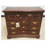 1236	AMERICAN DREW 4 DRAWER BLOCK FRONT SHELL CARVED CHEST, APPROXIMATELY 37 IN X 16 IN X 32 IN H