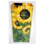 1032	HAND PAINTED GLASS SUNFLOWER VASE, ARTIST SIGNED CHRISTINA 2012, APPROXIMATELY 4 1/2 IN X 7 IN 